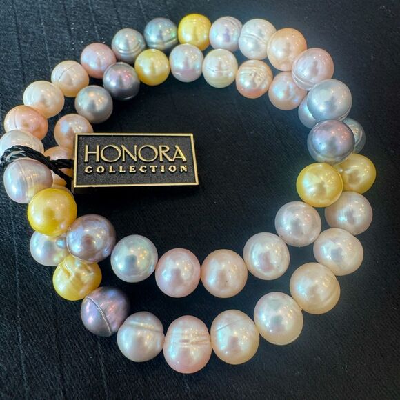 NIB* Vintage HONORA Collection Freshwater Baroque "2" Pearl Stretch Bracelet - Picture 2 of 8